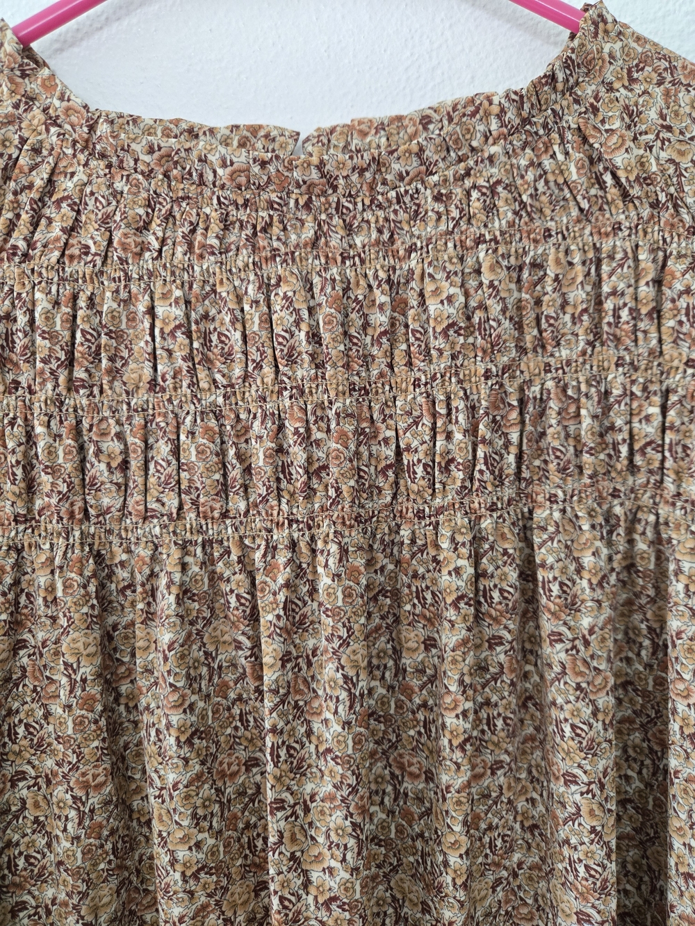 indigo soul Tan Brown Floral Smocked Midi Dress - Picture 2 of 10
